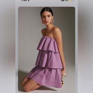 Purple tiered ruffle mini dress